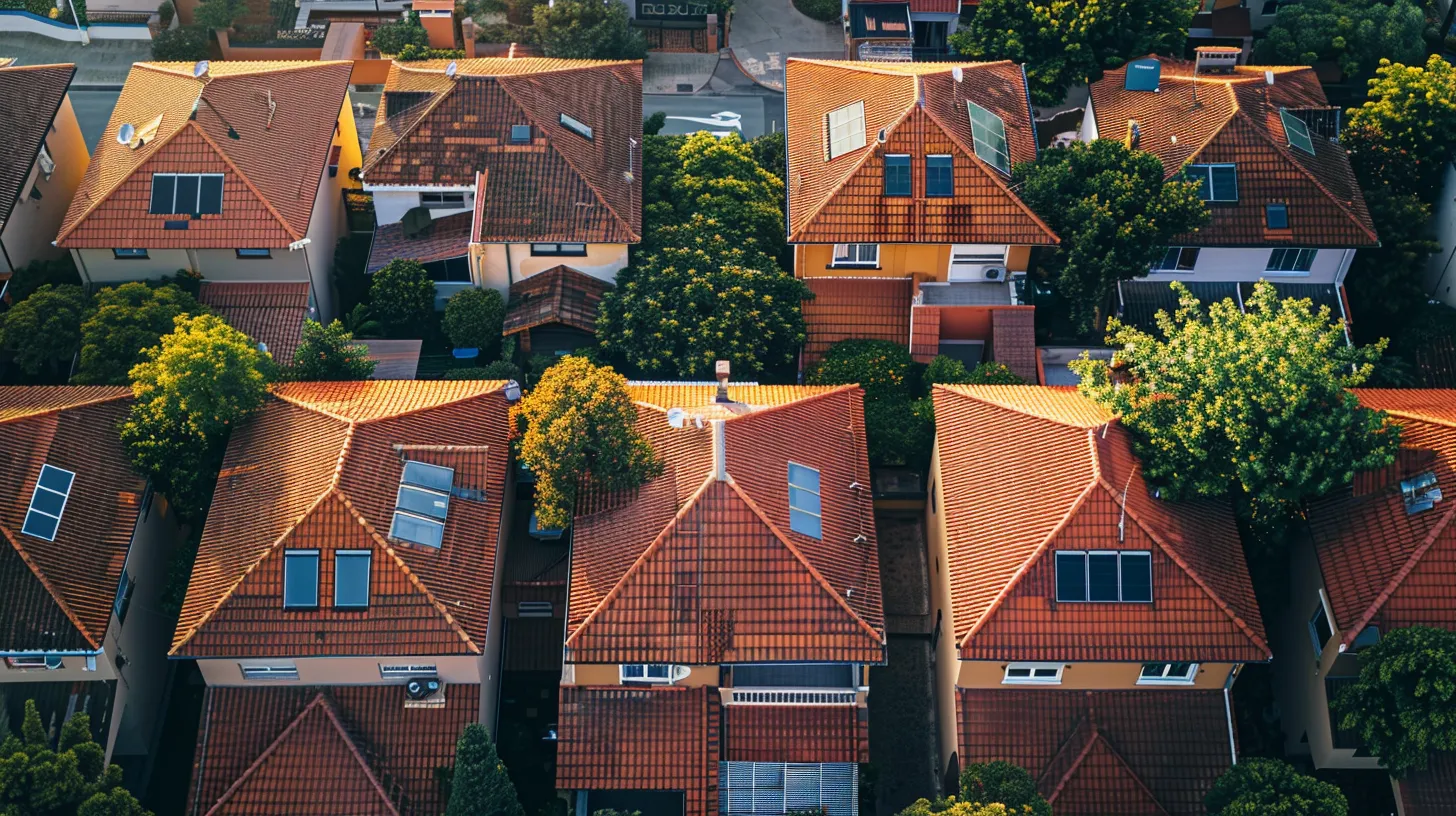 a detailed aerial view of a meticulously maintained residential roof, showcasing vibrant shingles and clear delineations of inspection zones under bright, natural sunlight, emphasizes the importance of regular assessments for long-term maintenance.