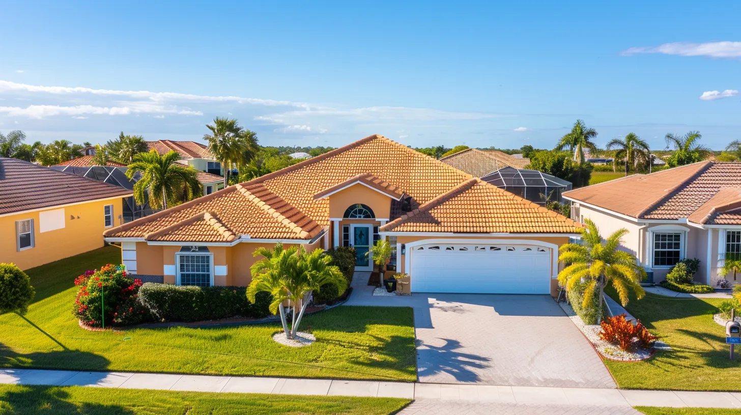 a serene suburban home with a well-maintained roof under a clear blue sky, symbolizing the importance of regular roof inspections for safeguarding property and ensuring peace of mind.